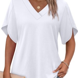 Summer V Neck Petal Short Sleeve Casual Blouse Tops